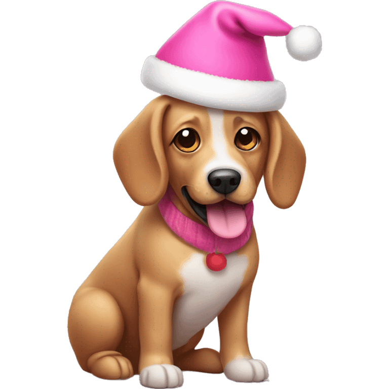 pink christmas hat dog emoji