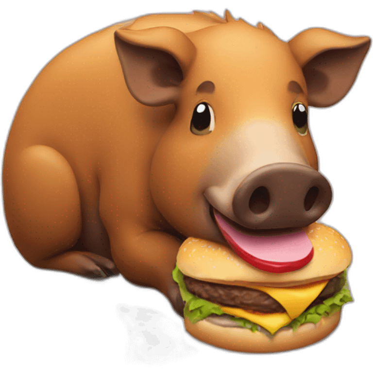 boar eating a burger  emoji