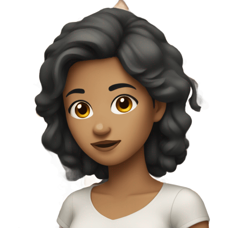 medium black haired girl with dark brown eyes and light brown skin emoji