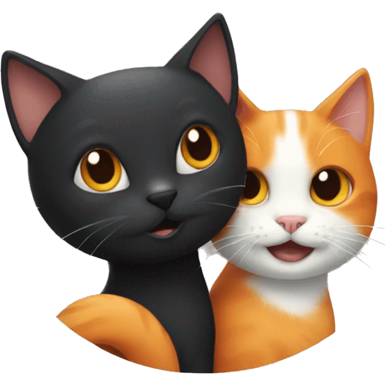 Black Cat and Orange Cat being happy emoji