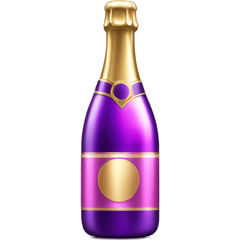 Realistic Purple and pink metallic champagne bottle emoji