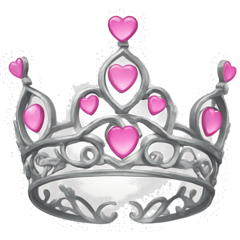 Sliver tiara with a pink heart emoji