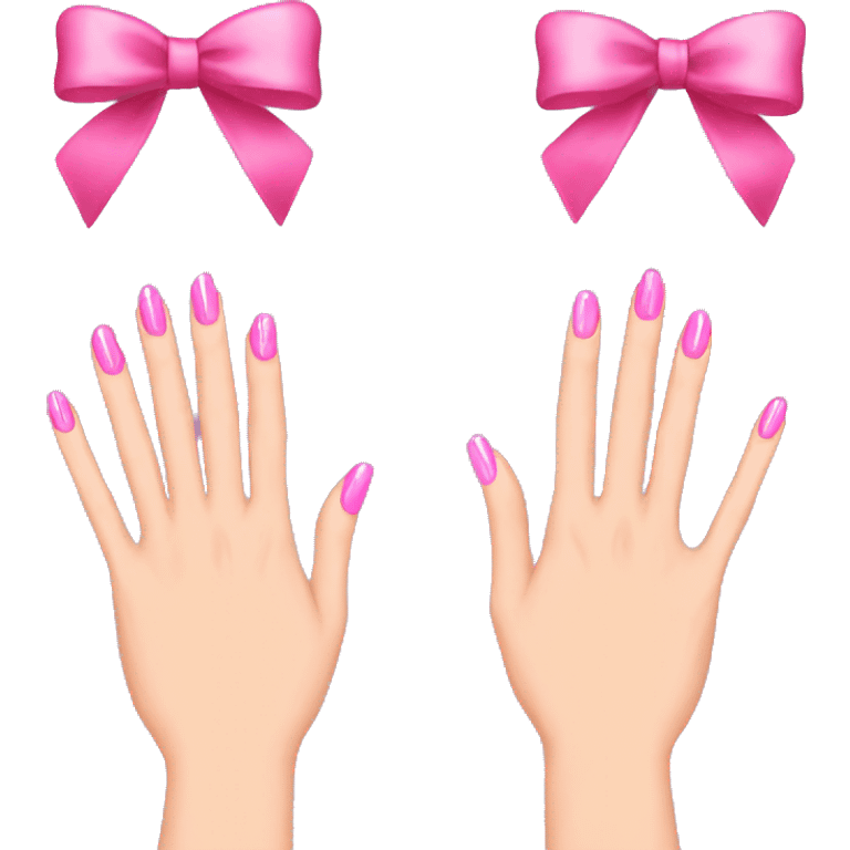 hands with pink nails and a bow ring emoji