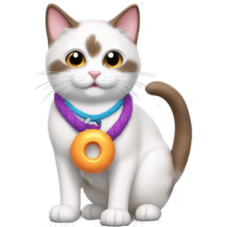 snowshoe cat with a toy emoji