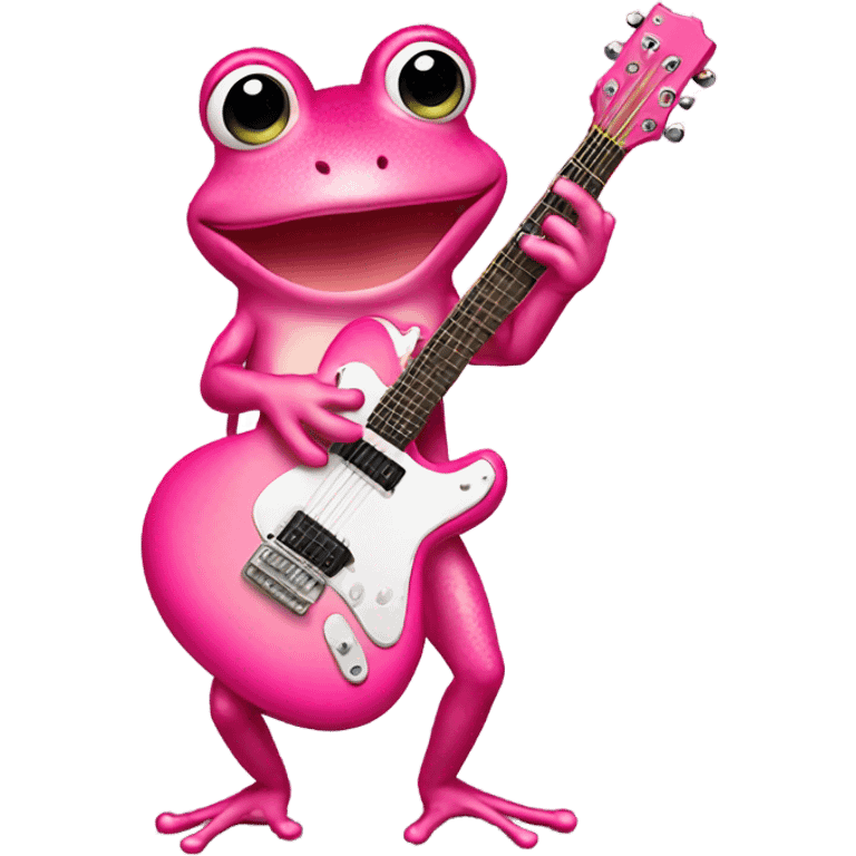 Pink frog with guitar  emoji