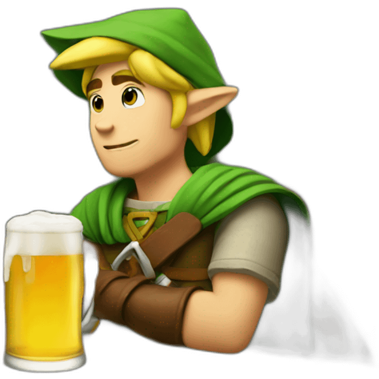 Link drinking a beer emoji