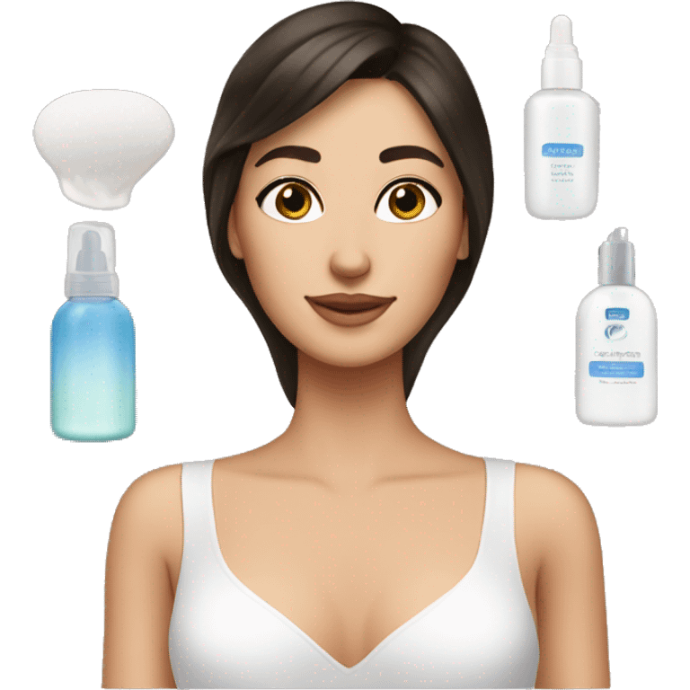 Brunette girl doing skincare  emoji