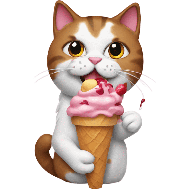 Cat eating ice cream sundae emoji