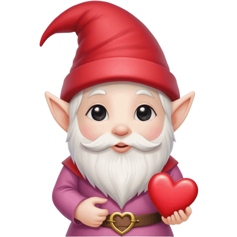 An adorable little Valentine’s Day style gnome with a heart emoji