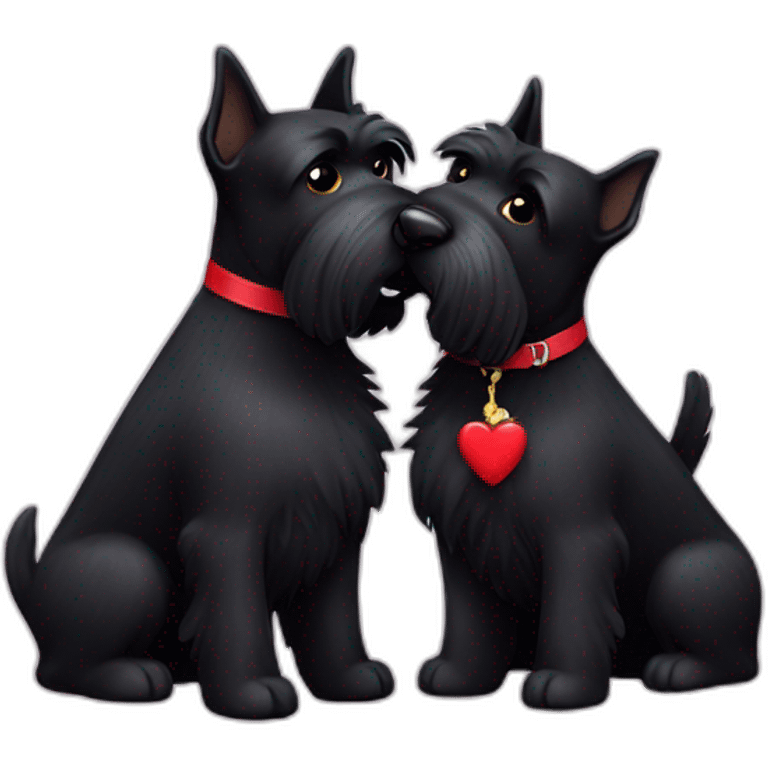 Two black Scottish terrier kissing emoji