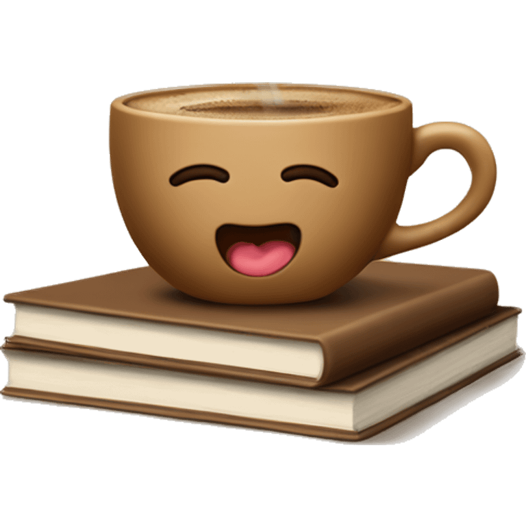 cute cup of coffee on top of a small stack of brown beige books emoji