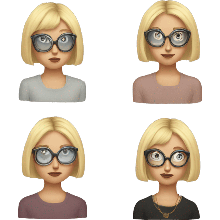 Blonde Bob cut hair weird Karen with circular glasses and tarot cards emoji