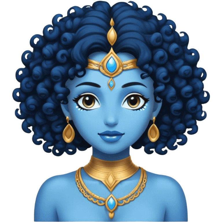 blue skin curly genie goddess emoji