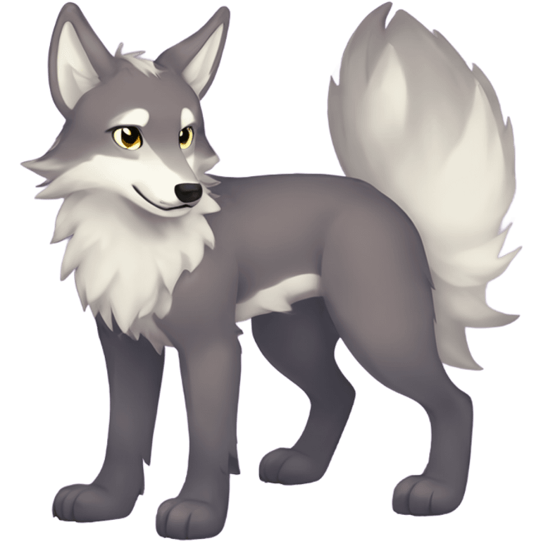 Colorful Shiny Fionbri-Falvie-sparkle-wolf-sona full body flat color emoji