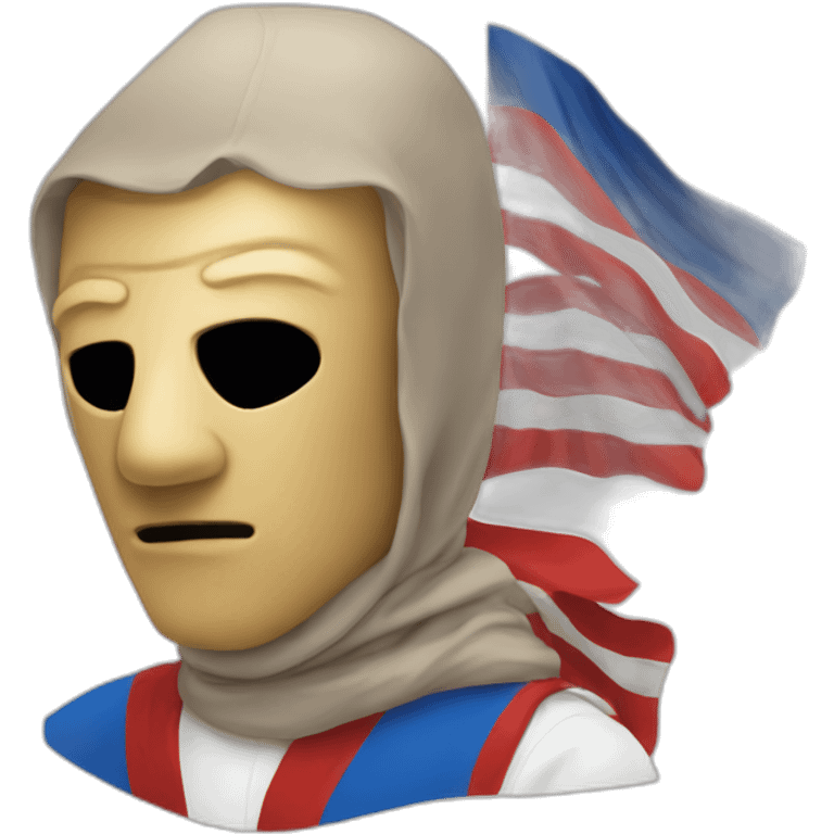 Man with mask of palastine drapeau emoji