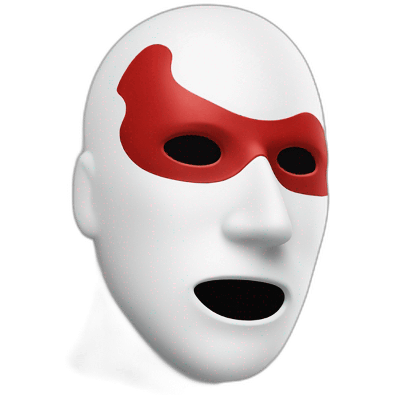 man in a white mask with red paint running from eyes emoji