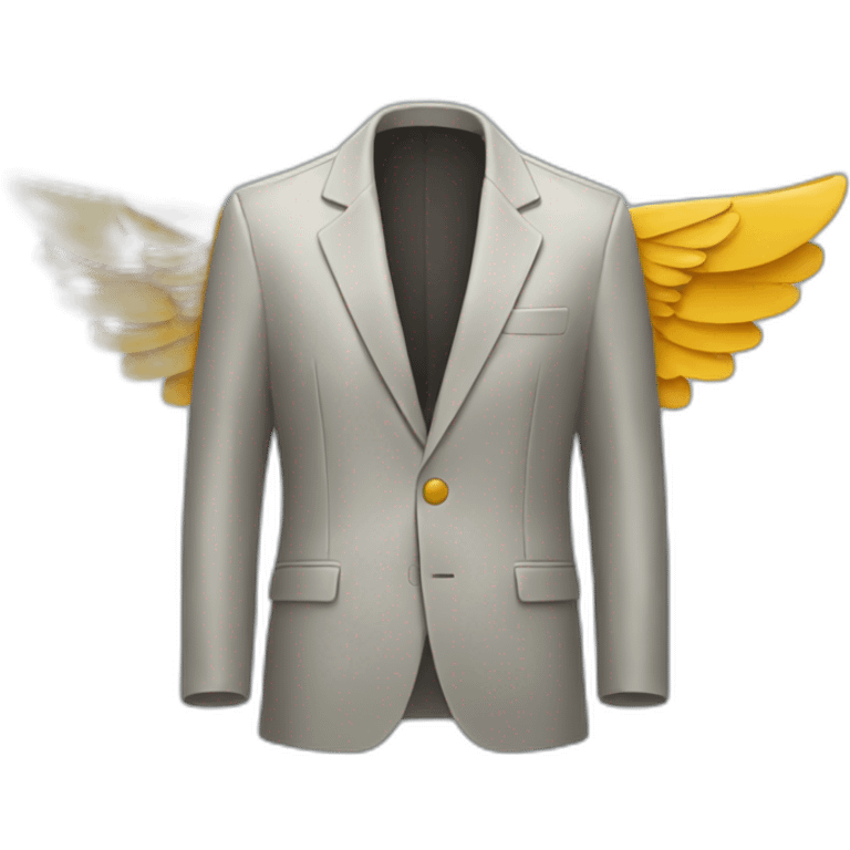 Jacket lapel with wings visible from underneath emoji