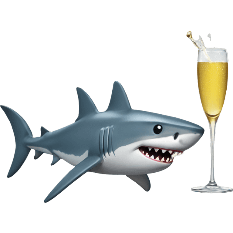 Shark drinking champagne  emoji