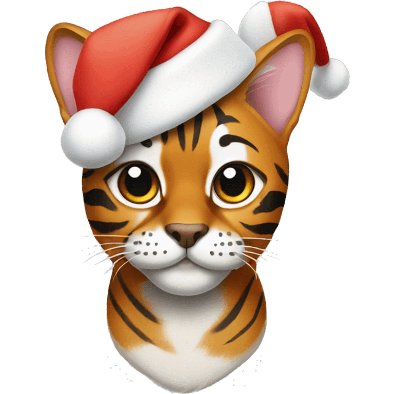 Bengal wearing Christmas hat emoji