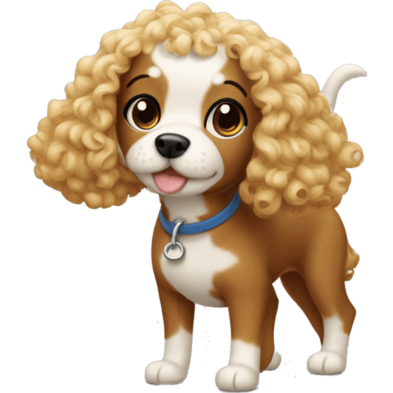 Cavopoo dog and a girl with curly hair emoji