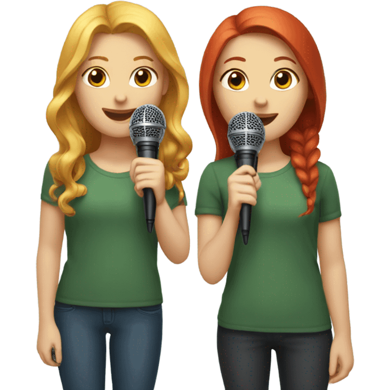 Blonde and red head girls with microphones  emoji