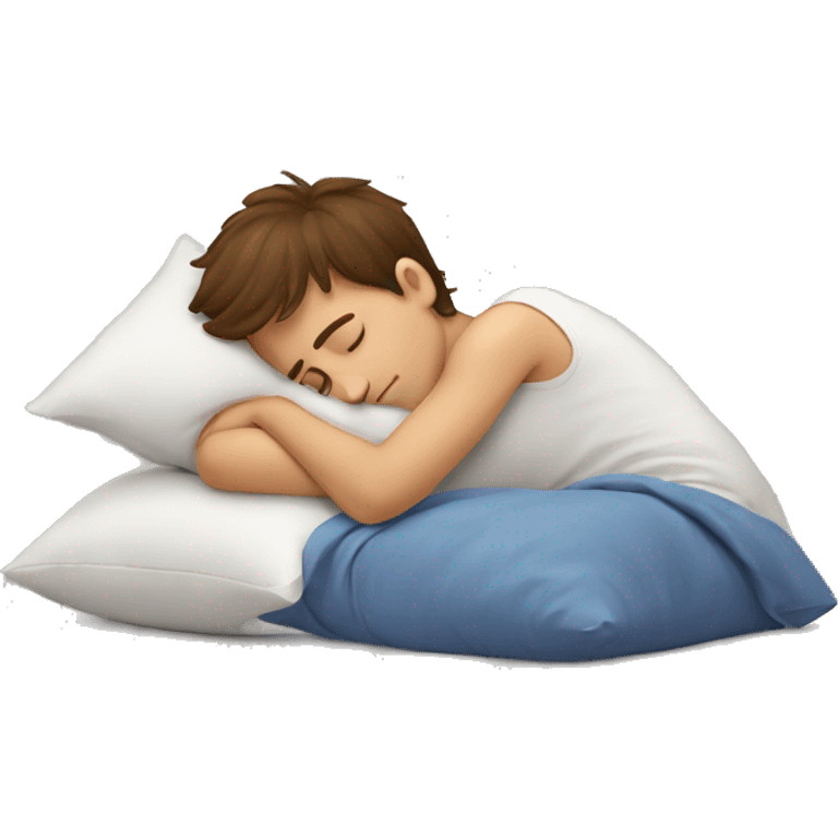 Brown hair boy sleeping on pillow emoji