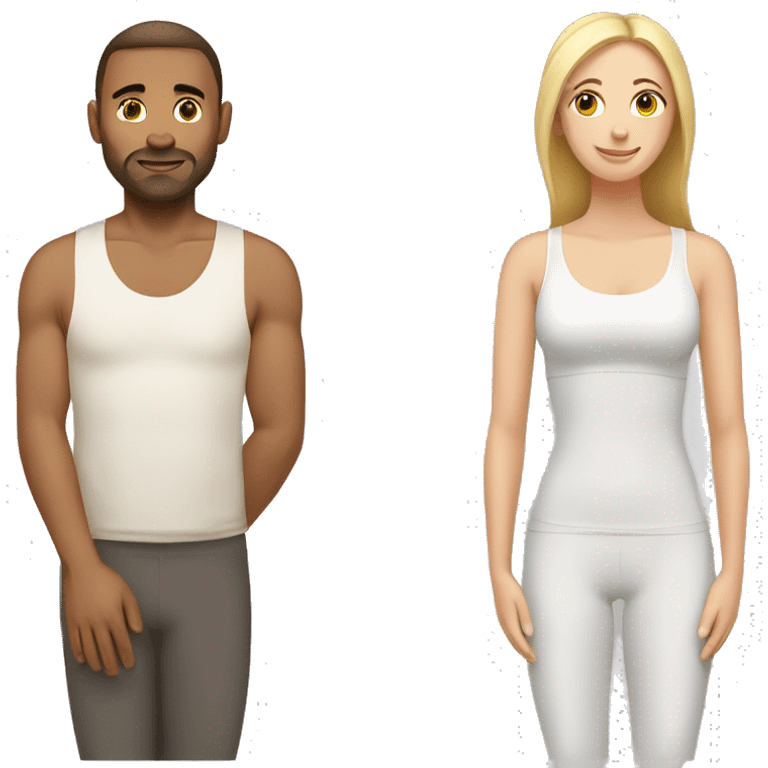 Yoga caucasian man and woman emoji