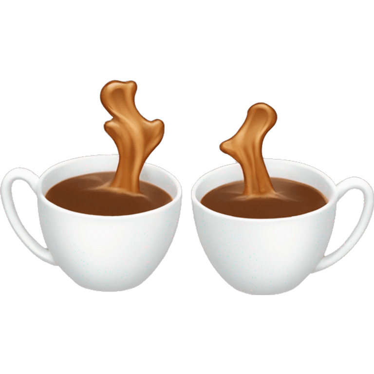 two tea cups clinking coffee splashing  emoji