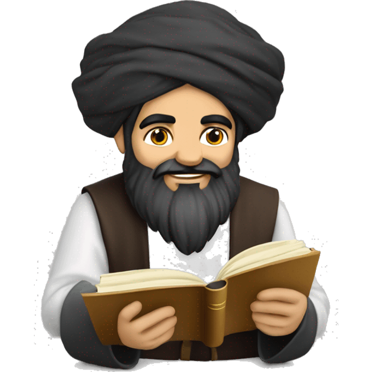 Nizami Ganjavi persian medieval author with a book in hands and black beard emoji