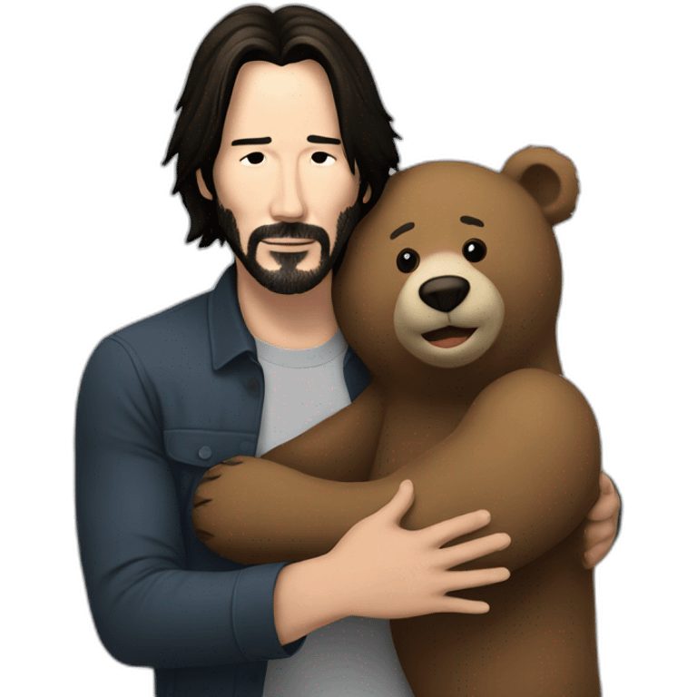 Keanu Reeves hugs a bear emoji