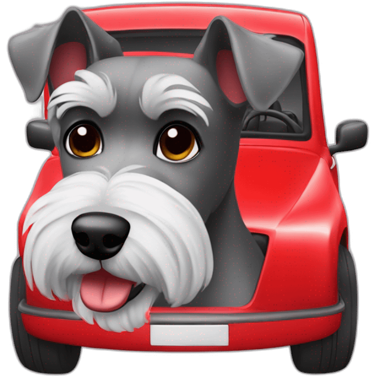 Zwergschnauzer in red car emoji