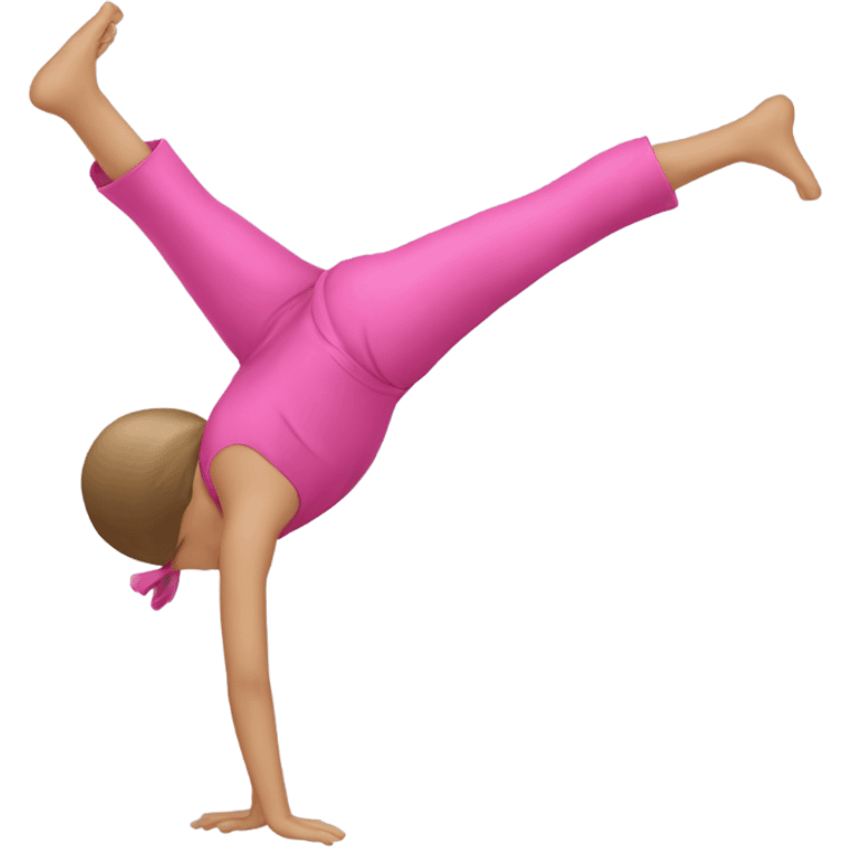 girl doing cartwheel with pink outfit on emoji