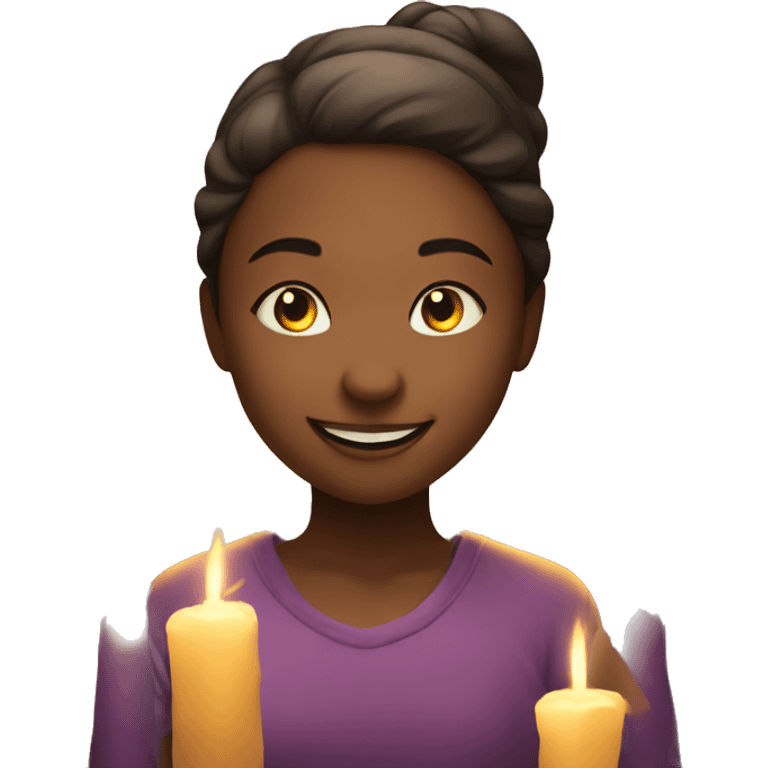 smiling girl with candle light emoji