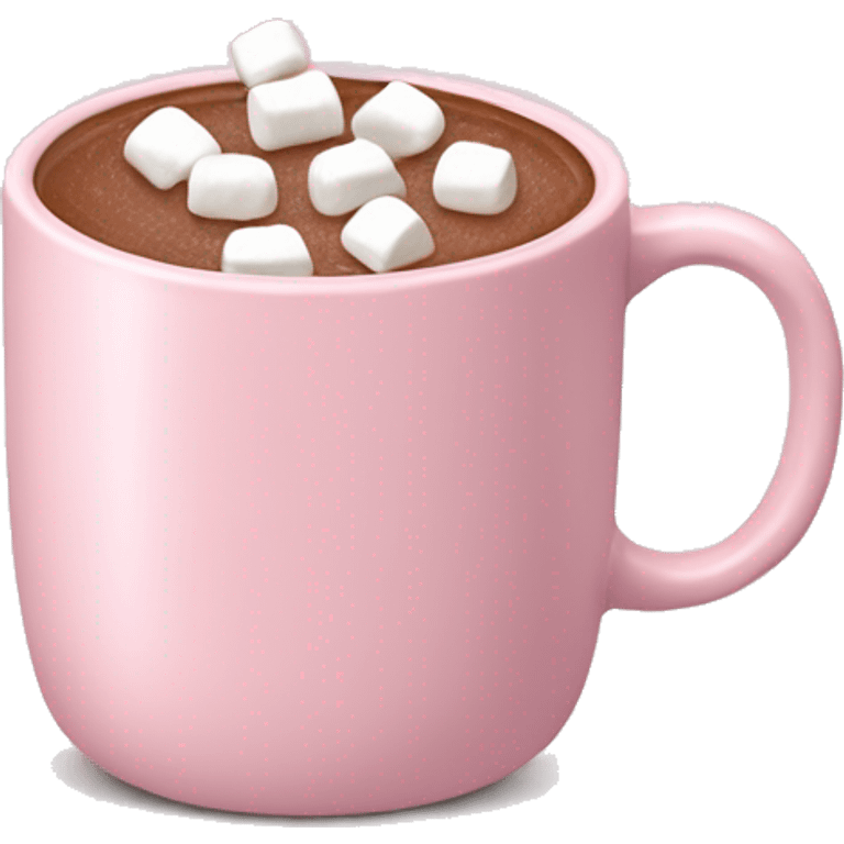 Light Pink mug of hot chocolate with marshmallows  emoji