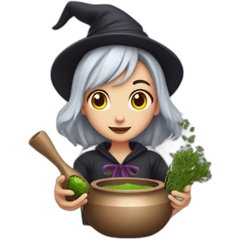 A witch girl mixing a herb potion  emoji