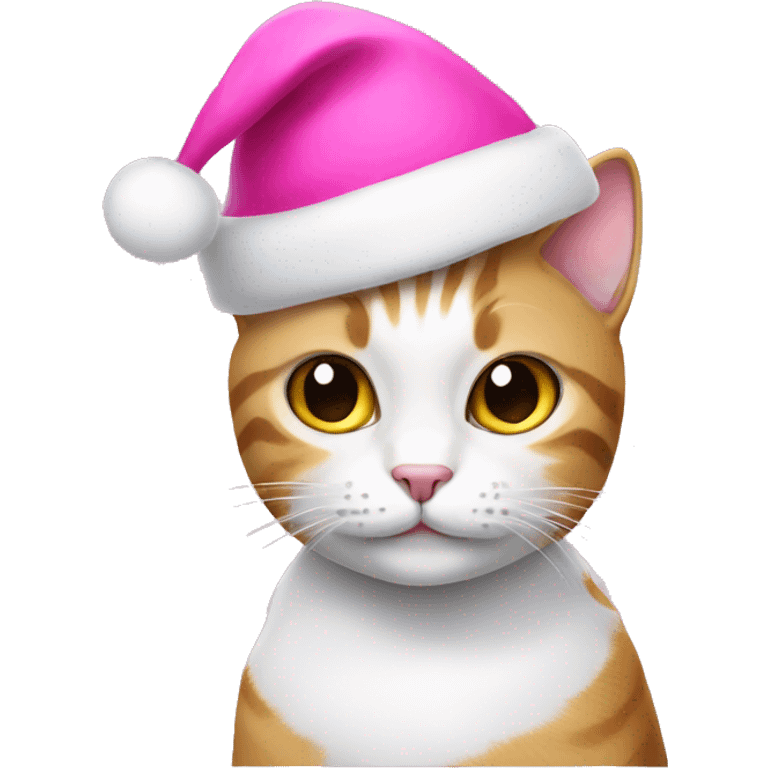 Cat wearing pink Christmas hat emoji