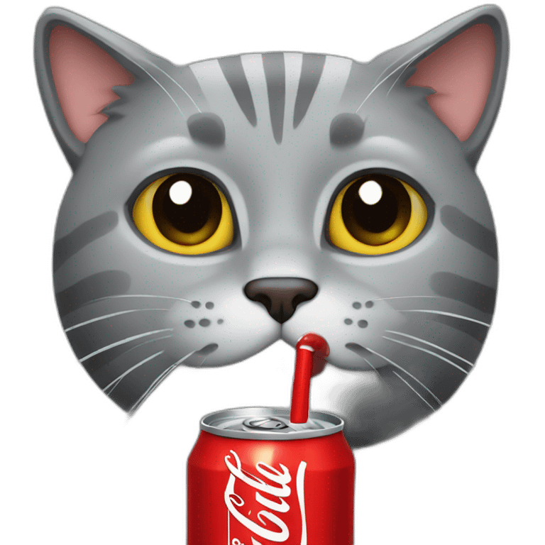 Grey Cat drinking coke emoji