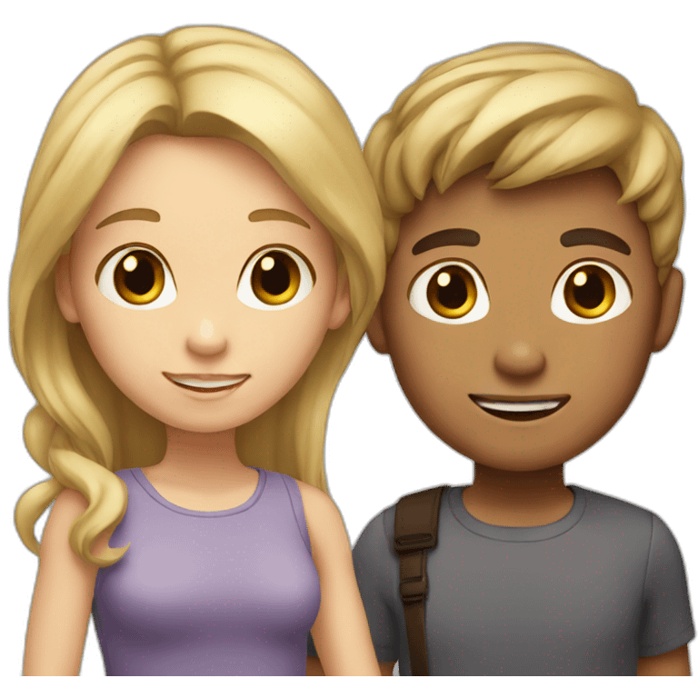 boy with brown hair and girl with blonde hair emoji