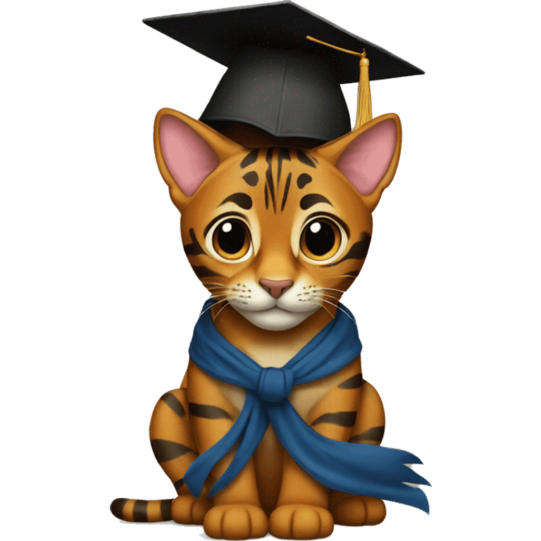 Bengal wearing graduation cap emoji