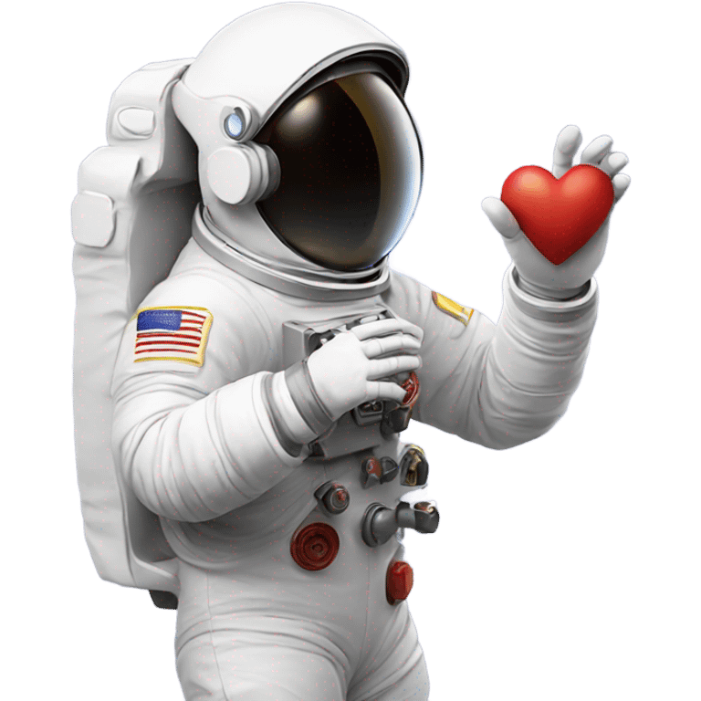 An astronaut making a heart with their hands. emoji