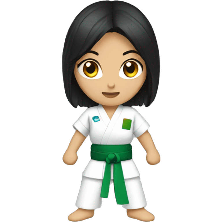 black-haired woman Karateka Green belt emoji