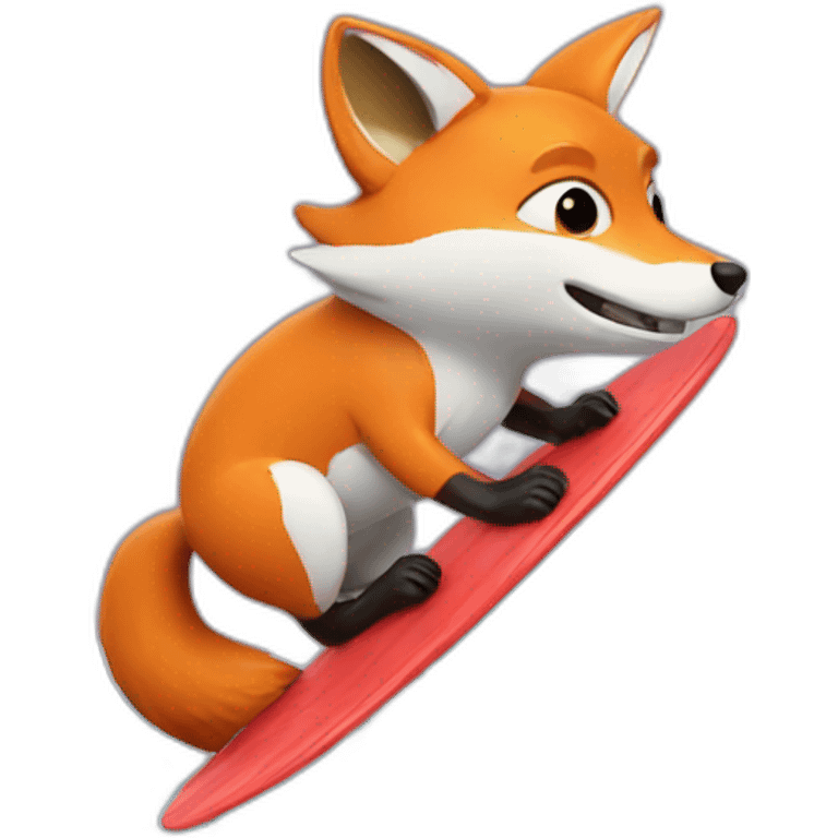 Fox surfing a wave emoji