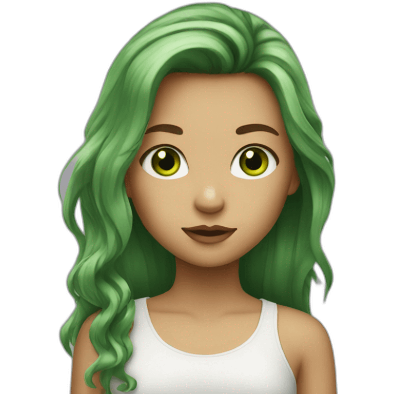 girl with green eyes and long brouwn hair emoji