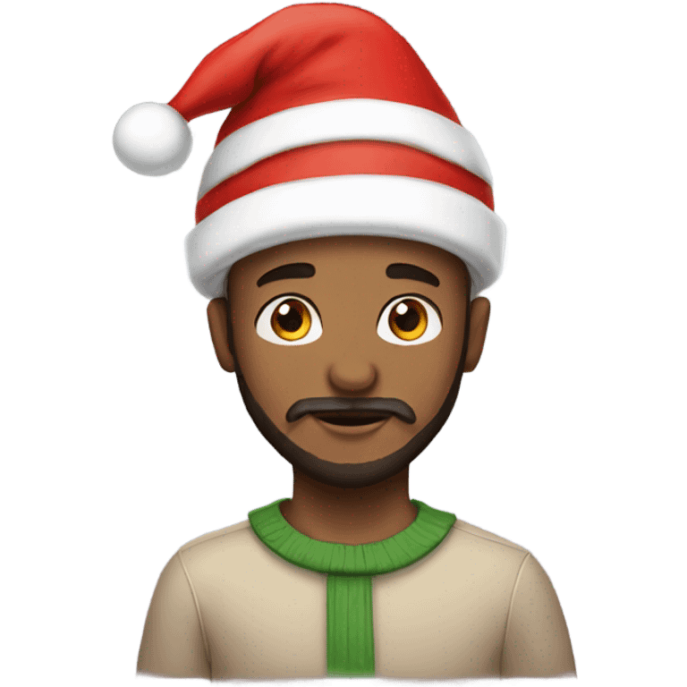 boy with beard wearing a christmas hat emoji