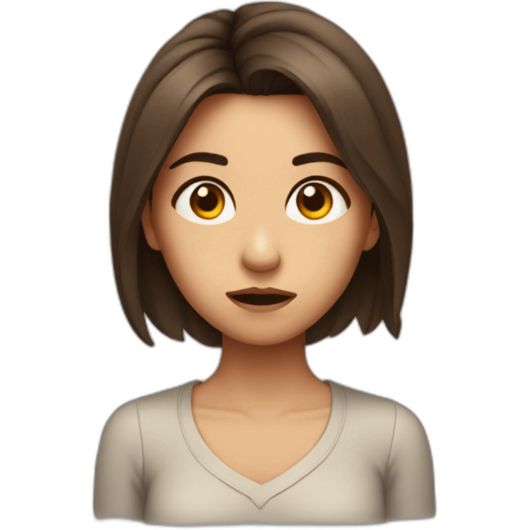 Disgusted expression, side eye, girl with medium length brown hair emoji