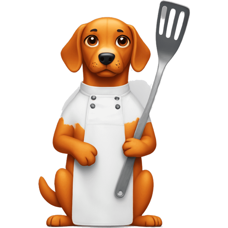 Orange dog holding a spatula emoji