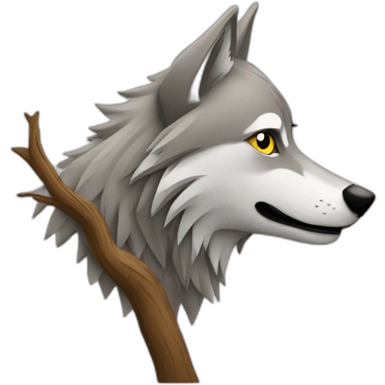 Un loup sur un arbre emoji