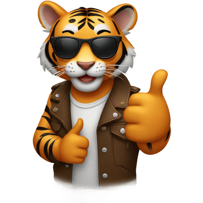 Tiger with sunglasses thumbs up emoji