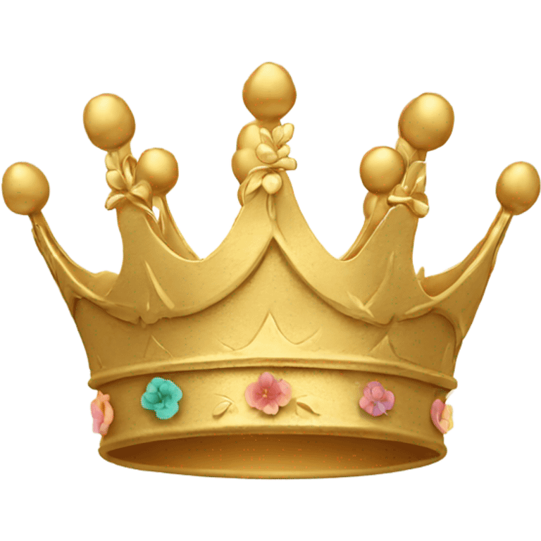 Gold crown with floral  emoji