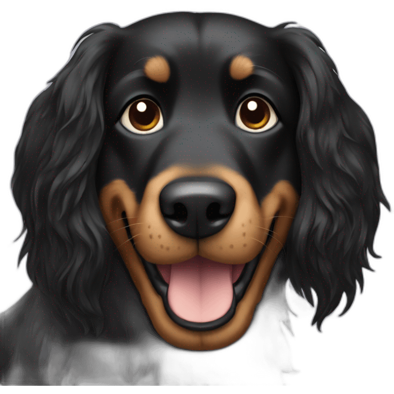 long haired black dog emoji